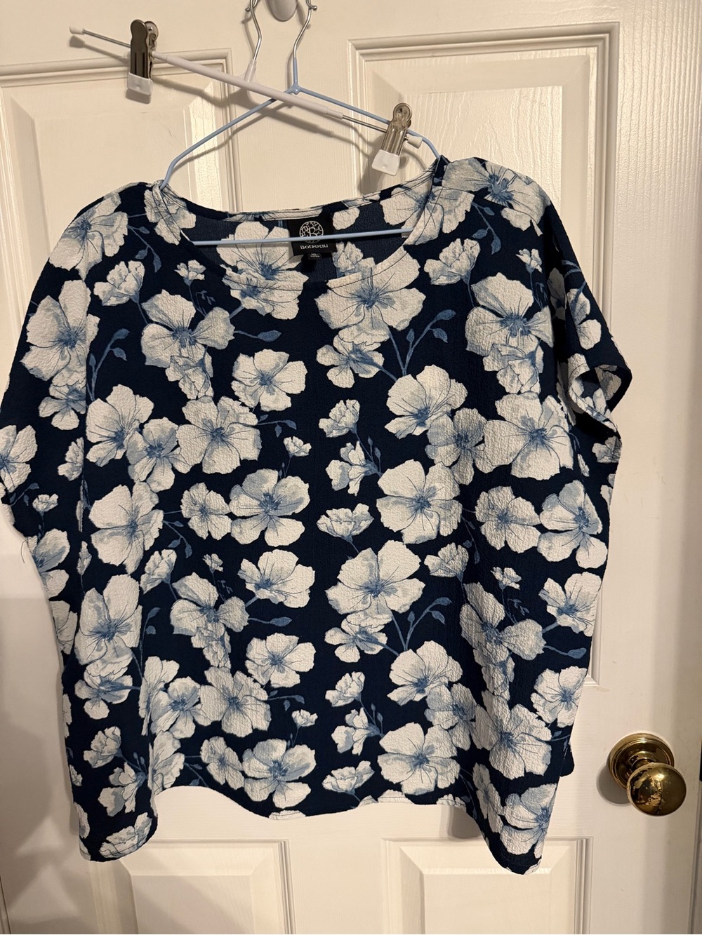 bobeau Navy and White Blouse, size XL